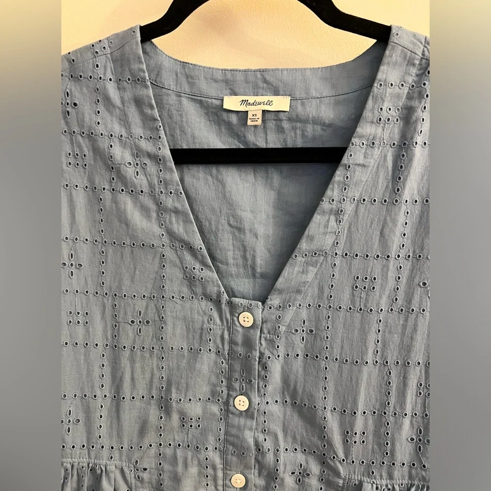 Madewell Eyelet V-Neck Mini Dress - Picture 4 of 5